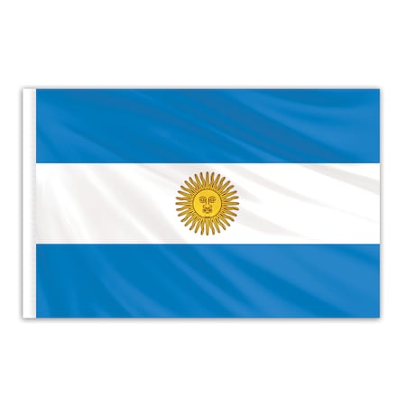 Argentina Indoor Nylon Flag With Seal 5'x8' With Gold Fringe